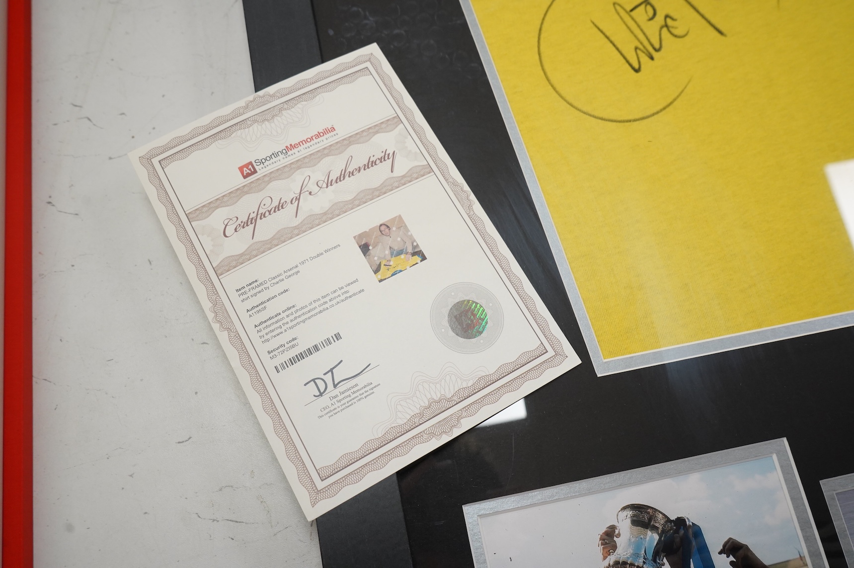 Arsenal Interest, Charlie George, a signed and framed 1971 shirt, with Sporting Memorabilia COA